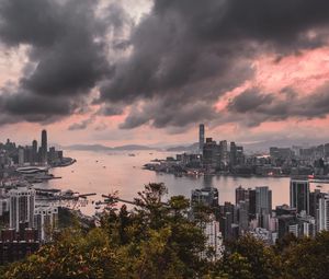 Preview wallpaper city, buildings, architecture, coast, hong kong