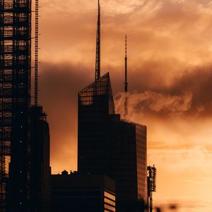 Preview wallpaper city, buildings, architecture, sunset, silhouette