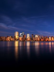 Preview wallpaper city, buildings, architecture, coast, reflection