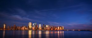 Preview wallpaper city, buildings, architecture, coast, reflection
