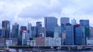 Preview wallpaper city, buildings, architecture, modern, water, hong kong