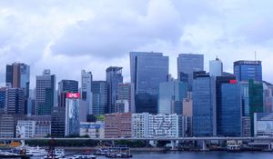 Preview wallpaper city, buildings, architecture, modern, water, hong kong