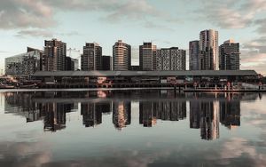 Preview wallpaper city, buildings, architecture, water, reflection