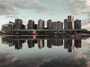 Preview wallpaper city, buildings, architecture, water, reflection