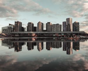 Preview wallpaper city, buildings, architecture, water, reflection