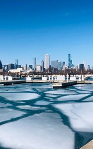 Preview wallpaper city, buildings, architecture, skyscrapers, ice, frozen