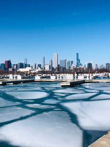 Preview wallpaper city, buildings, architecture, skyscrapers, ice, frozen