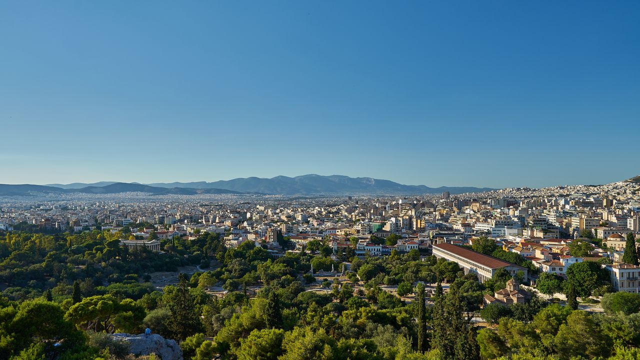Wallpaper city, buildings, architecture, trees, mountains