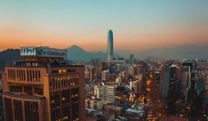 Preview wallpaper city, buildings, architecture, tower, road, lights