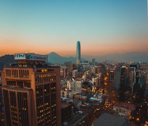 Preview wallpaper city, buildings, architecture, tower, road, lights