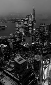 Preview wallpaper city, buildings, architecture, bw, megalopolis