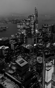 Preview wallpaper city, buildings, architecture, bw, megalopolis