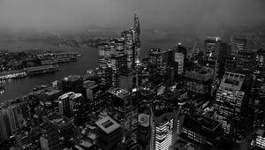 Preview wallpaper city, buildings, architecture, bw, megalopolis