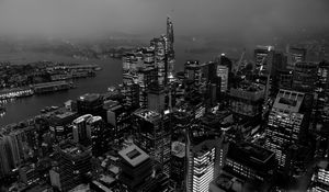 Preview wallpaper city, buildings, architecture, bw, megalopolis