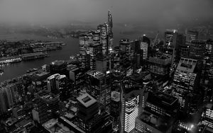 Preview wallpaper city, buildings, architecture, bw, megalopolis