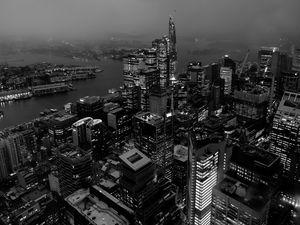 Preview wallpaper city, buildings, architecture, bw, megalopolis