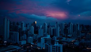 Preview wallpaper city, buildings, architecture, evening, skyscrapers