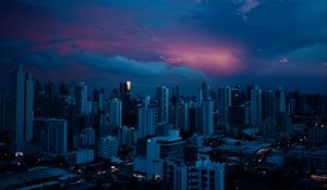 Preview wallpaper city, buildings, architecture, evening, skyscrapers