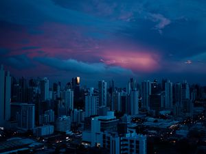 Preview wallpaper city, buildings, architecture, evening, skyscrapers