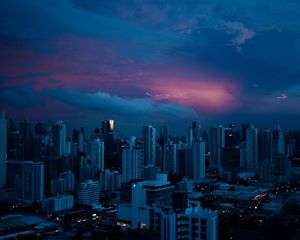Preview wallpaper city, buildings, architecture, evening, skyscrapers