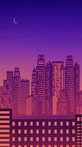 Preview wallpaper city, buildings, architecture, night, vector, art