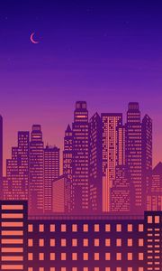 Preview wallpaper city, buildings, architecture, night, vector, art
