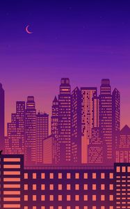 Preview wallpaper city, buildings, architecture, night, vector, art