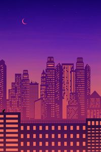 Preview wallpaper city, buildings, architecture, night, vector, art