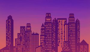 Preview wallpaper city, buildings, architecture, night, vector, art