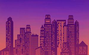 Preview wallpaper city, buildings, architecture, night, vector, art