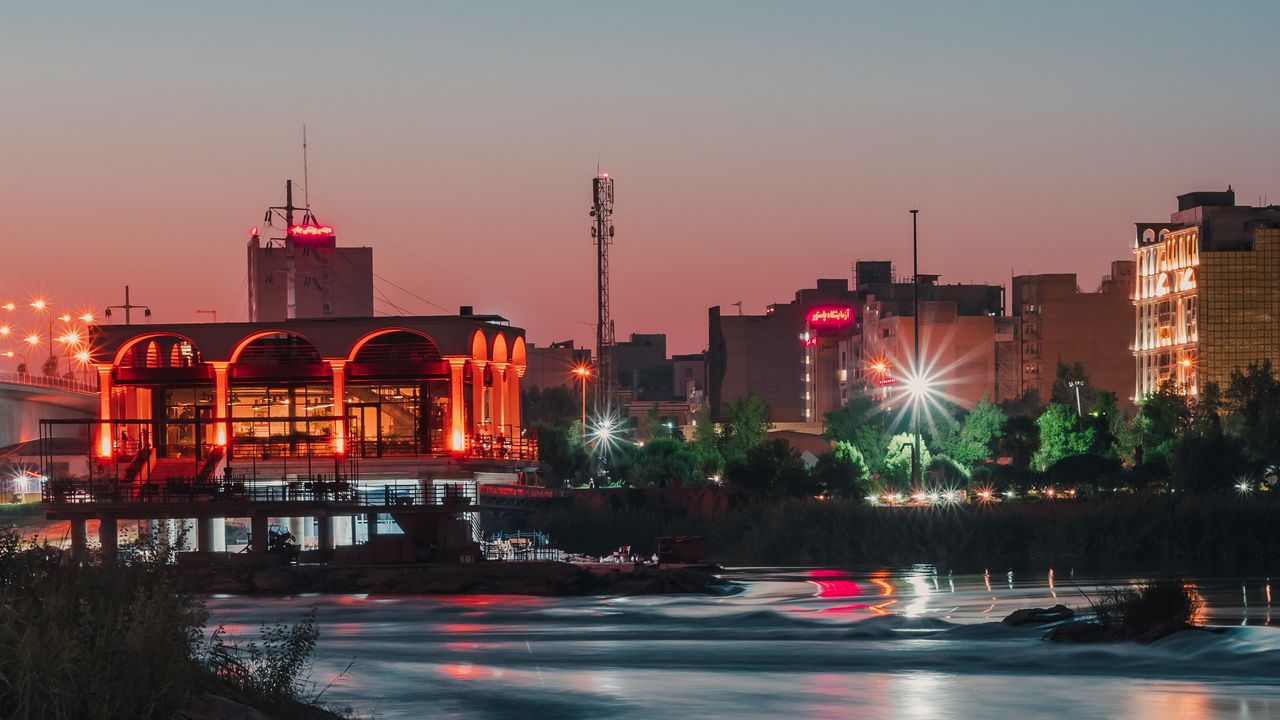 Wallpaper city, buildings, architecture, river, stones