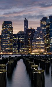 Preview wallpaper city, buildings, architecture, coast, metropolis, new york