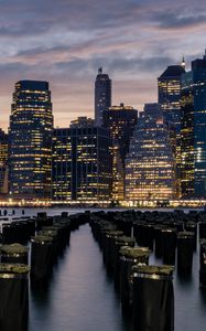 Preview wallpaper city, buildings, architecture, coast, metropolis, new york