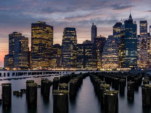 Preview wallpaper city, buildings, architecture, coast, metropolis, new york