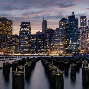 Preview wallpaper city, buildings, architecture, coast, metropolis, new york