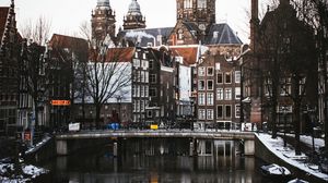 Preview wallpaper city, buildings, architecture, river, reflection, amsterdam
