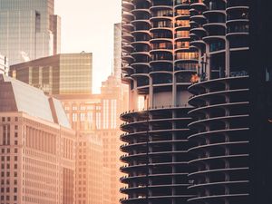 Preview wallpaper city, buildings, architecture, sunset