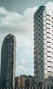 Preview wallpaper city, buildings, architecture, clouds, bottom view