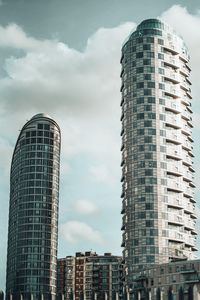 Preview wallpaper city, buildings, architecture, clouds, bottom view