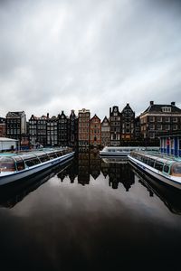 Preview wallpaper city, buildings, architecture, river, boats, amsterdam