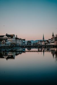 Preview wallpaper city, buildings, architecture, river, reflection