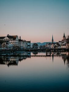 Preview wallpaper city, buildings, architecture, river, reflection