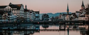 Preview wallpaper city, buildings, architecture, river, reflection