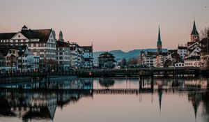 Preview wallpaper city, buildings, architecture, river, reflection