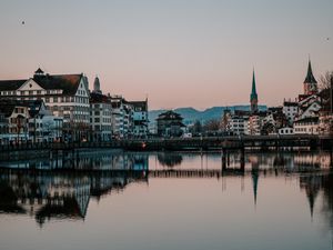Preview wallpaper city, buildings, architecture, river, reflection