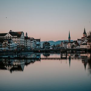 Preview wallpaper city, buildings, architecture, river, reflection