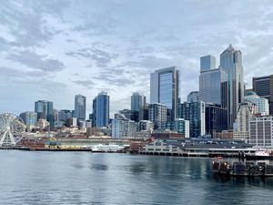 Preview wallpaper city, buildings, architecture, water, pier
