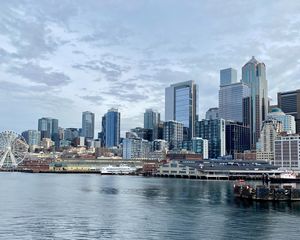 Preview wallpaper city, buildings, architecture, water, pier