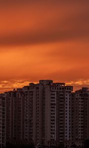 Preview wallpaper city, buildings, architecture, sunset, dark