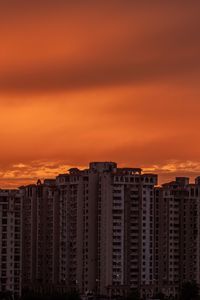 Preview wallpaper city, buildings, architecture, sunset, dark